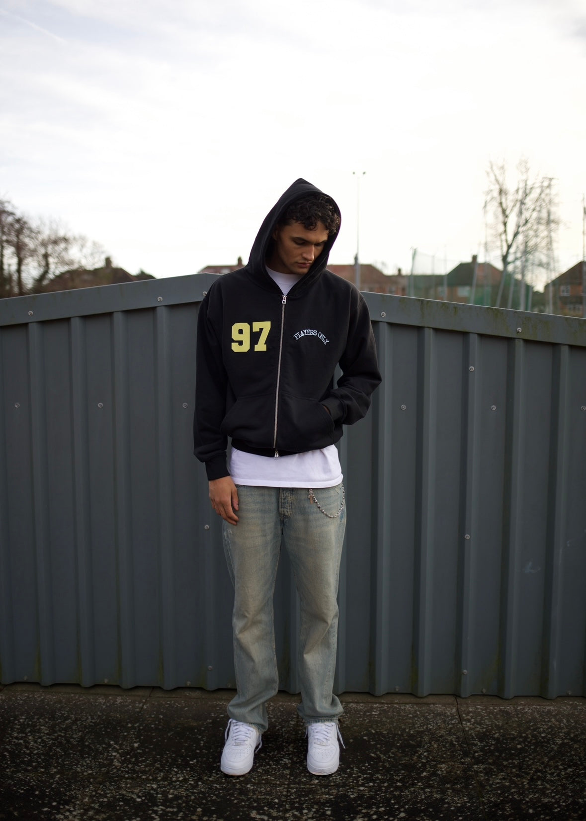 BLACK JERSEY ZIP HOODIE