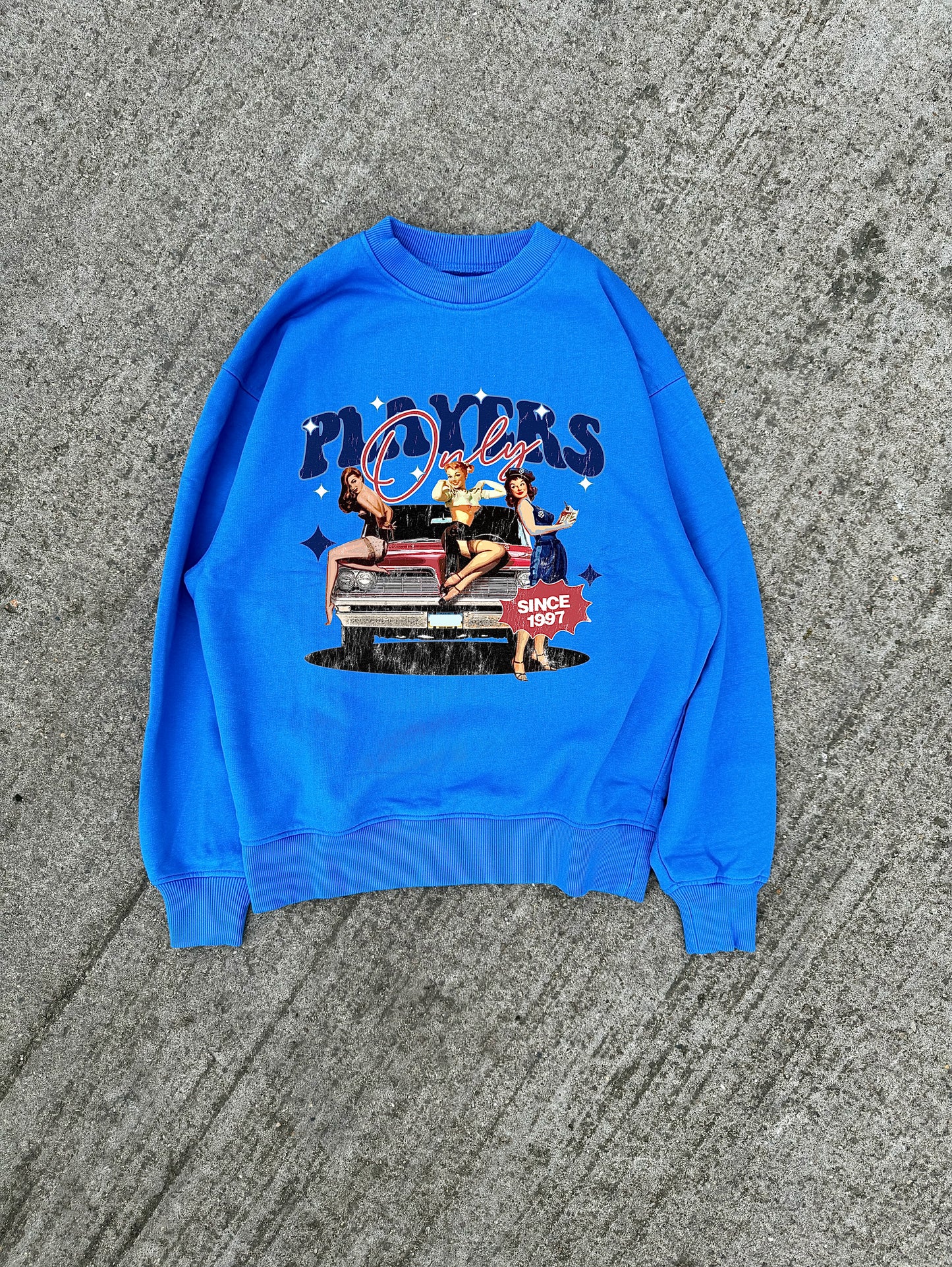 COBALT BLUE GRAPHIC SWEATSHIRT