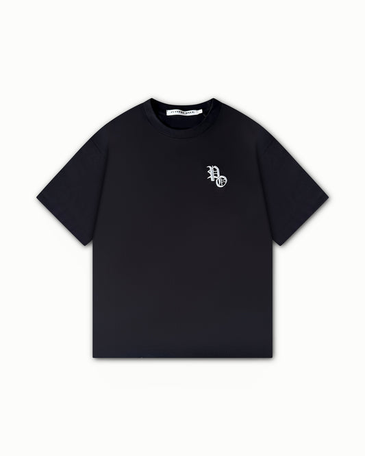 BLACK EMBROIDERED TEE