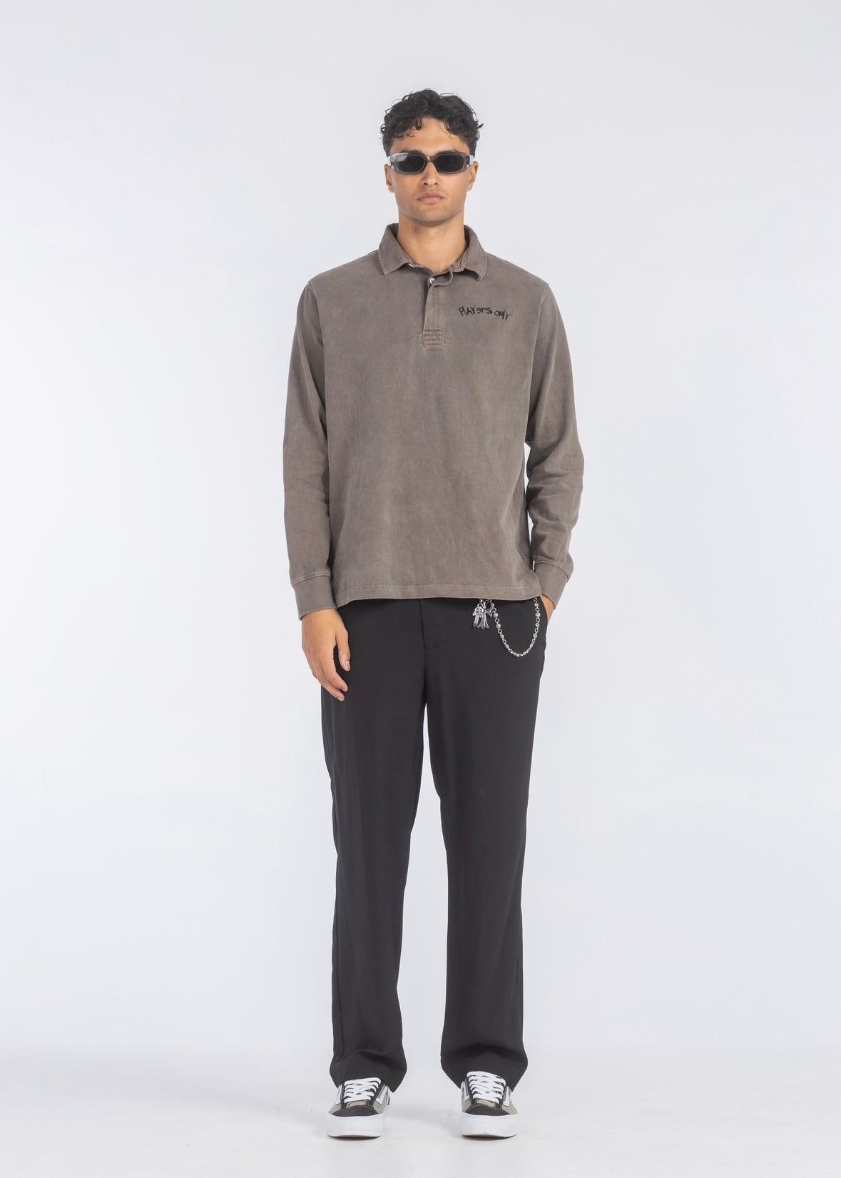 VINTAGE WASHED CHOCO RUGBY POLO