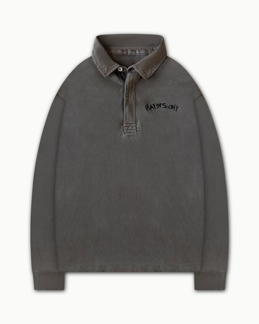 VINTAGE WASHED CHOCO RUGBY POLO