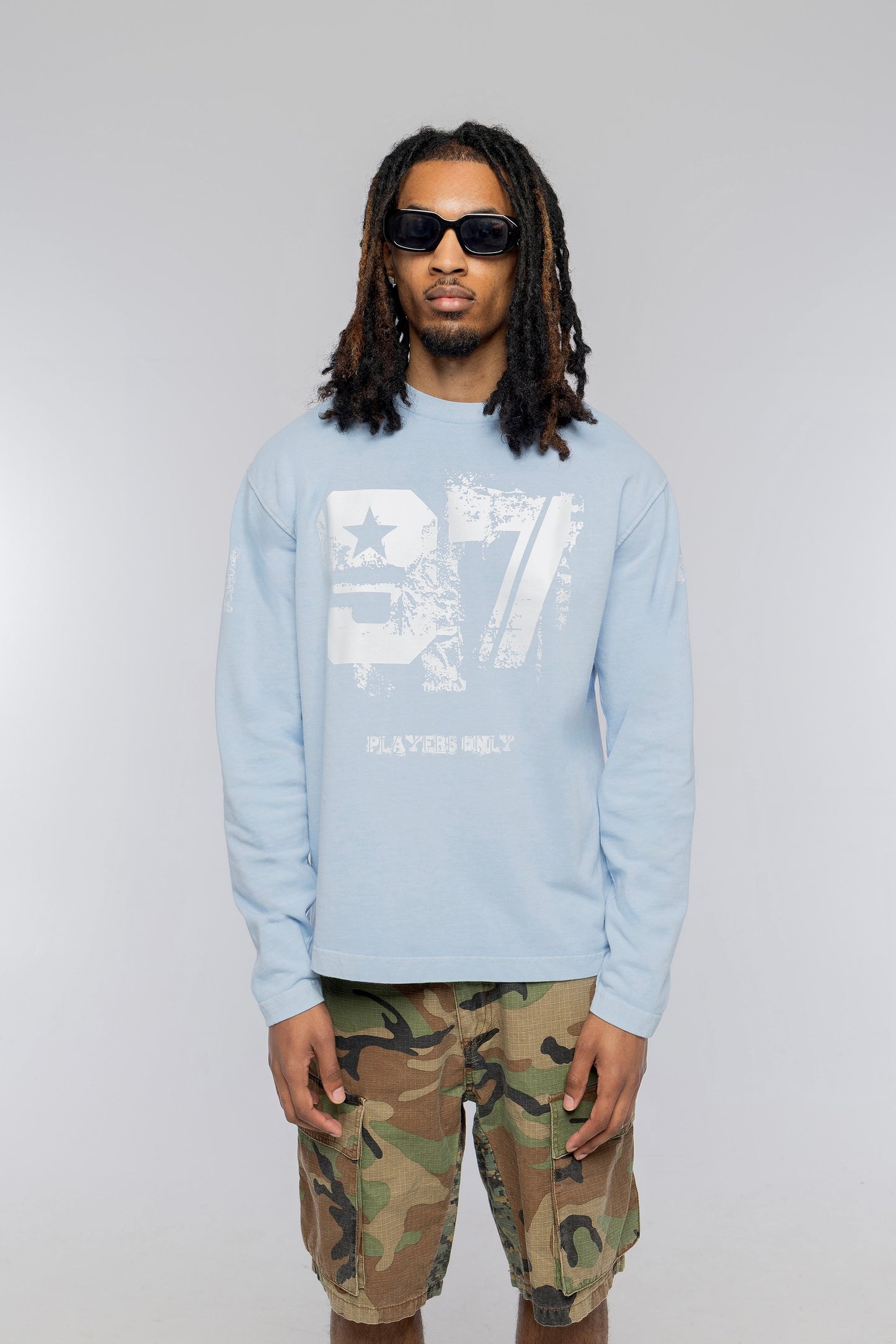 WASHED SKY BLUE DISTRESSED 97 JERSEY LONG SLEEVE (Copy)
