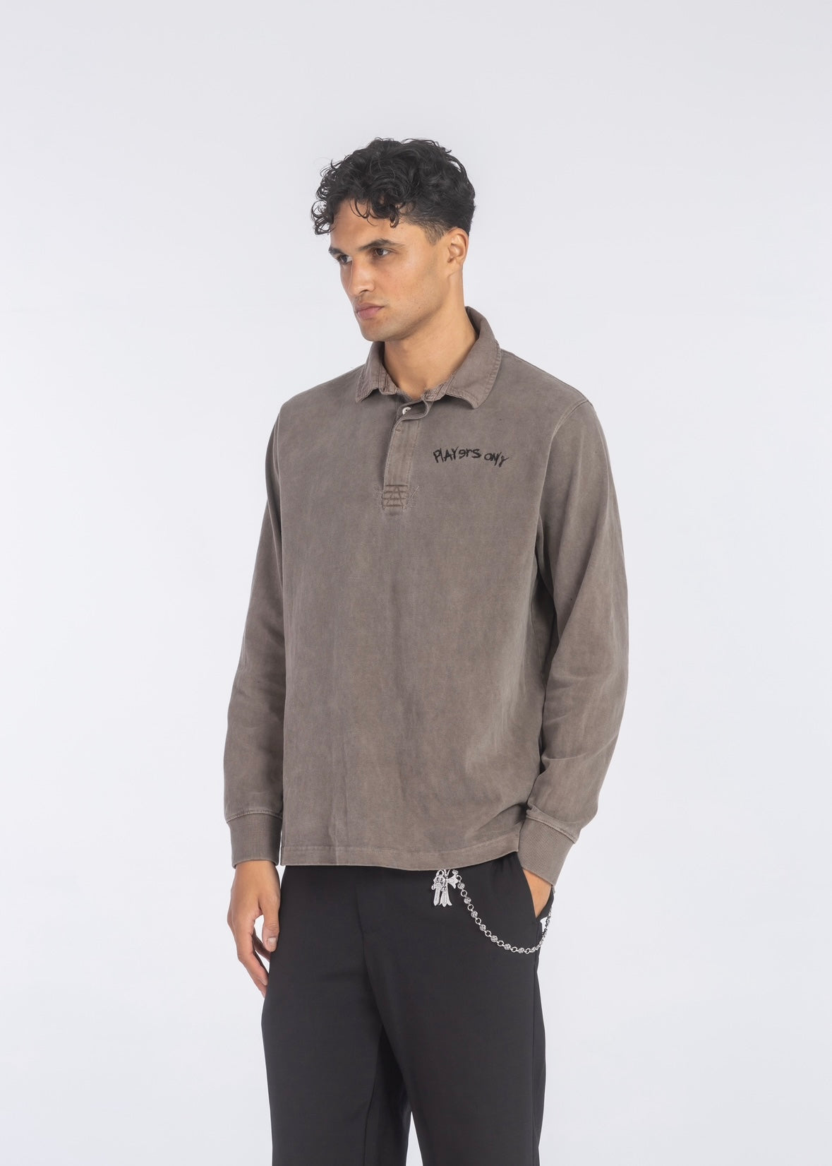 VINTAGE WASHED CHOCO RUGBY POLO