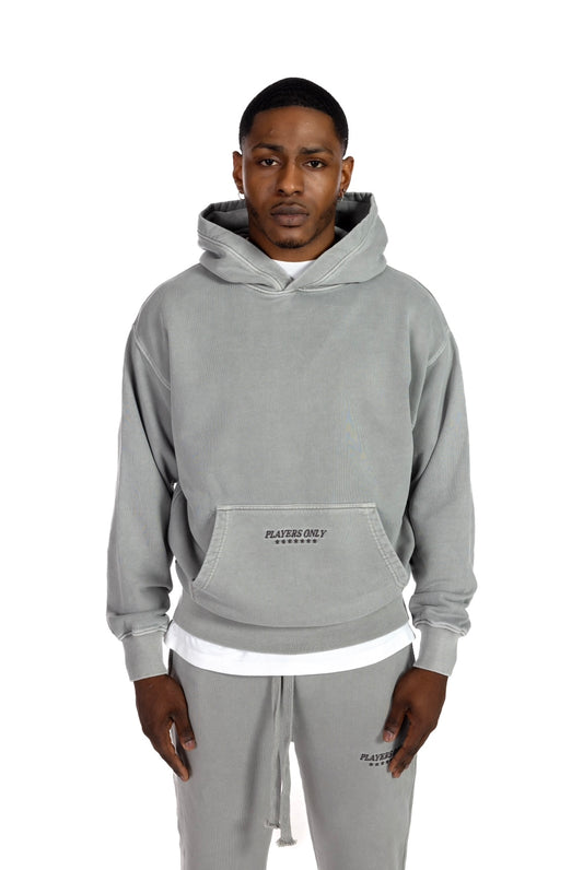 STONE WASHED GREY HEAVYWEIGHT HOODIE