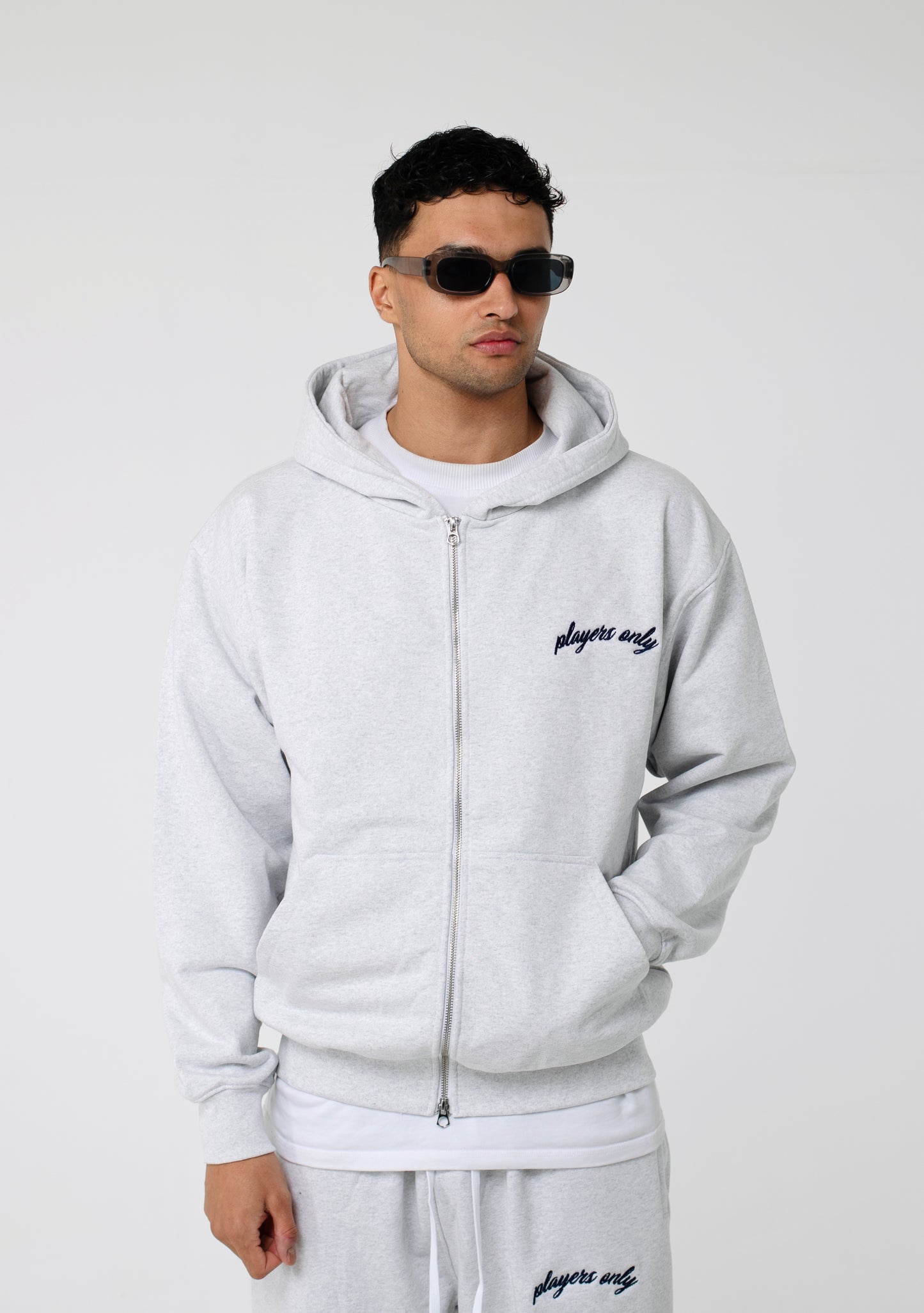 ASH GREY EMBROIDERED ZIPPER