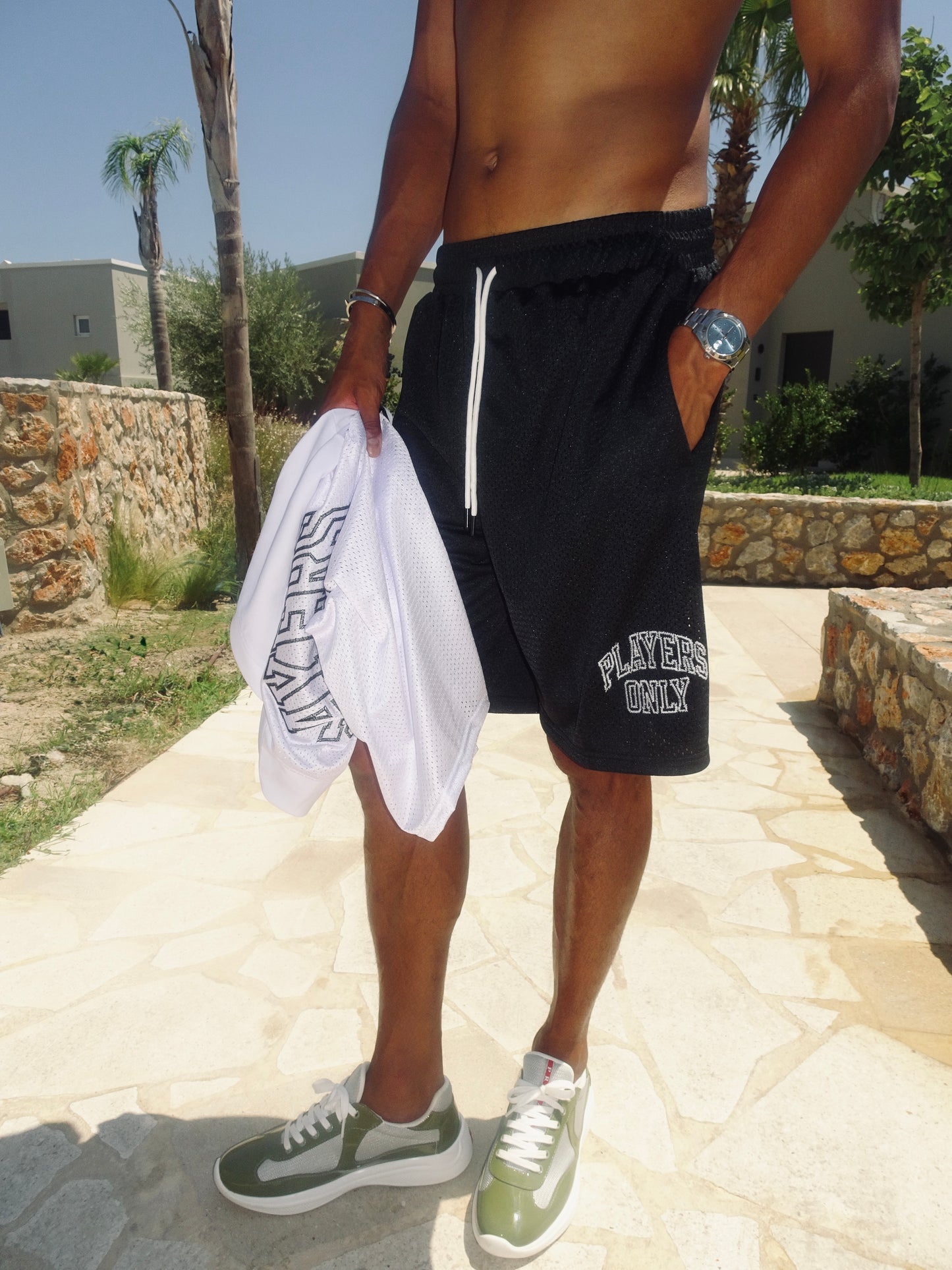 BLACK MESH SHORTS