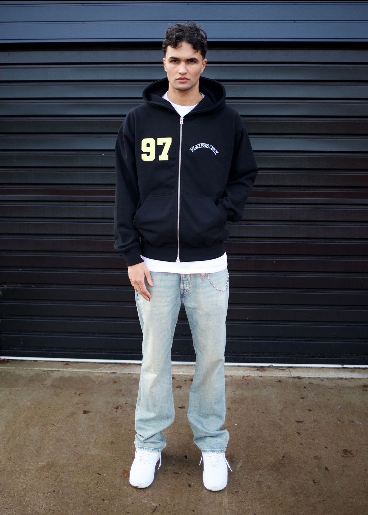 BLACK JERSEY ZIP HOODIE