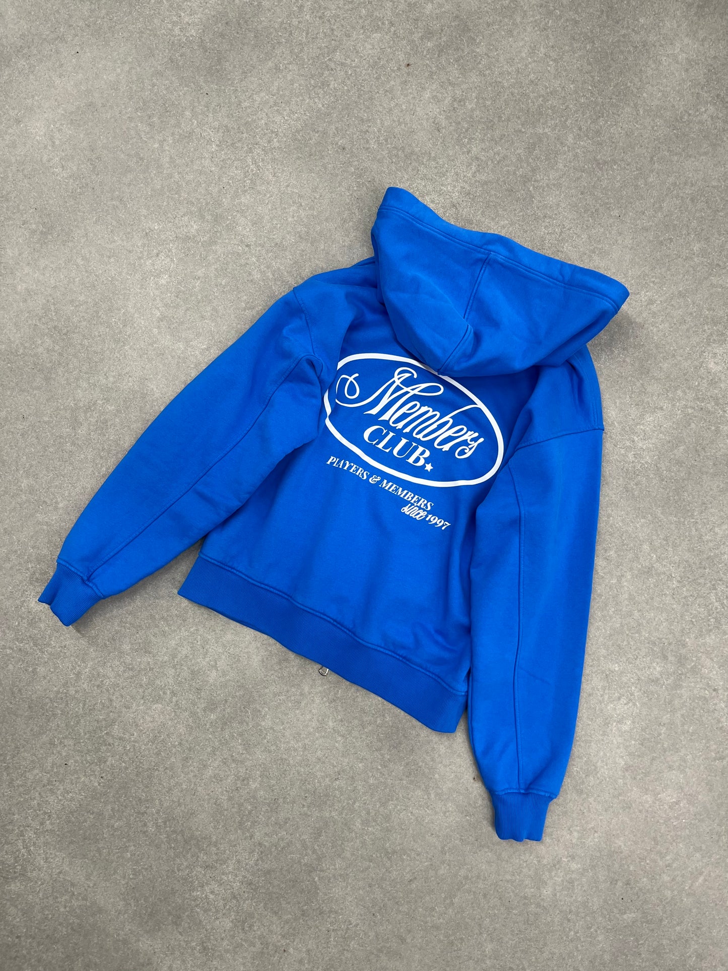 MEMBERS CLUB COBALT BLUE DOUBLE ZIP HOODIE