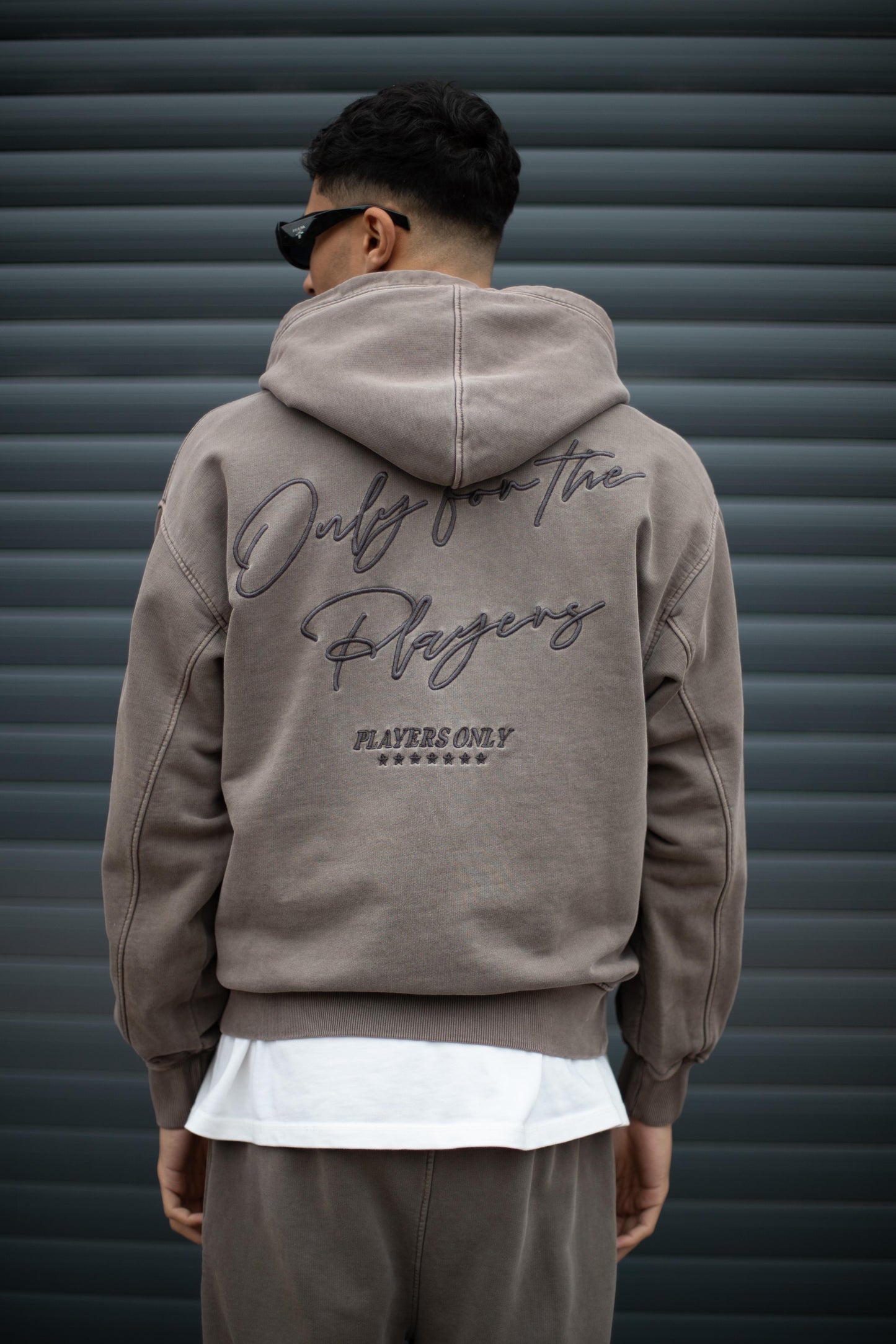 WASHED CHOCO HEAVYWEIGHT EMBROIDERED HOODIE