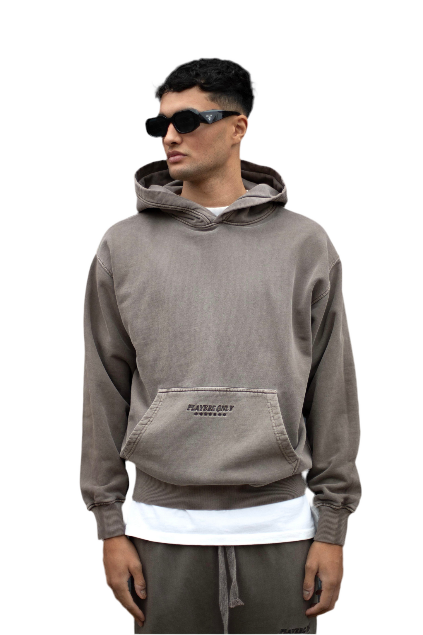 WASHED CHOCO HEAVYWEIGHT EMBROIDERED HOODIE