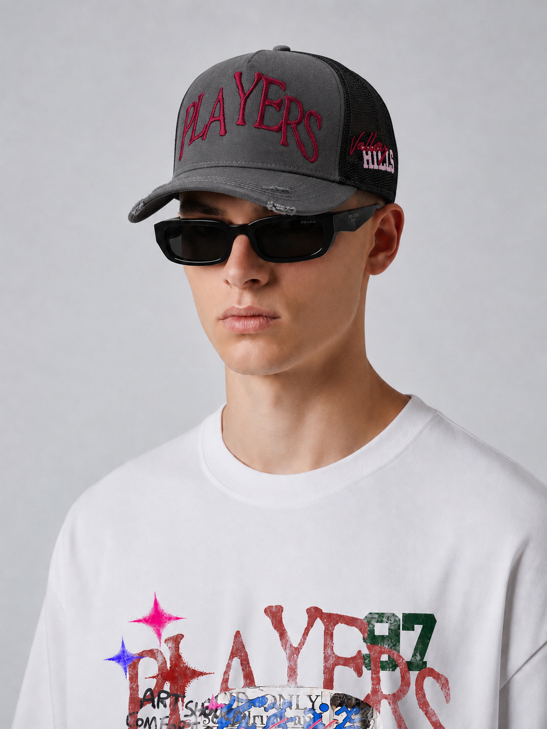 DISTRESSED PLAYERS HILLS TRUCKER