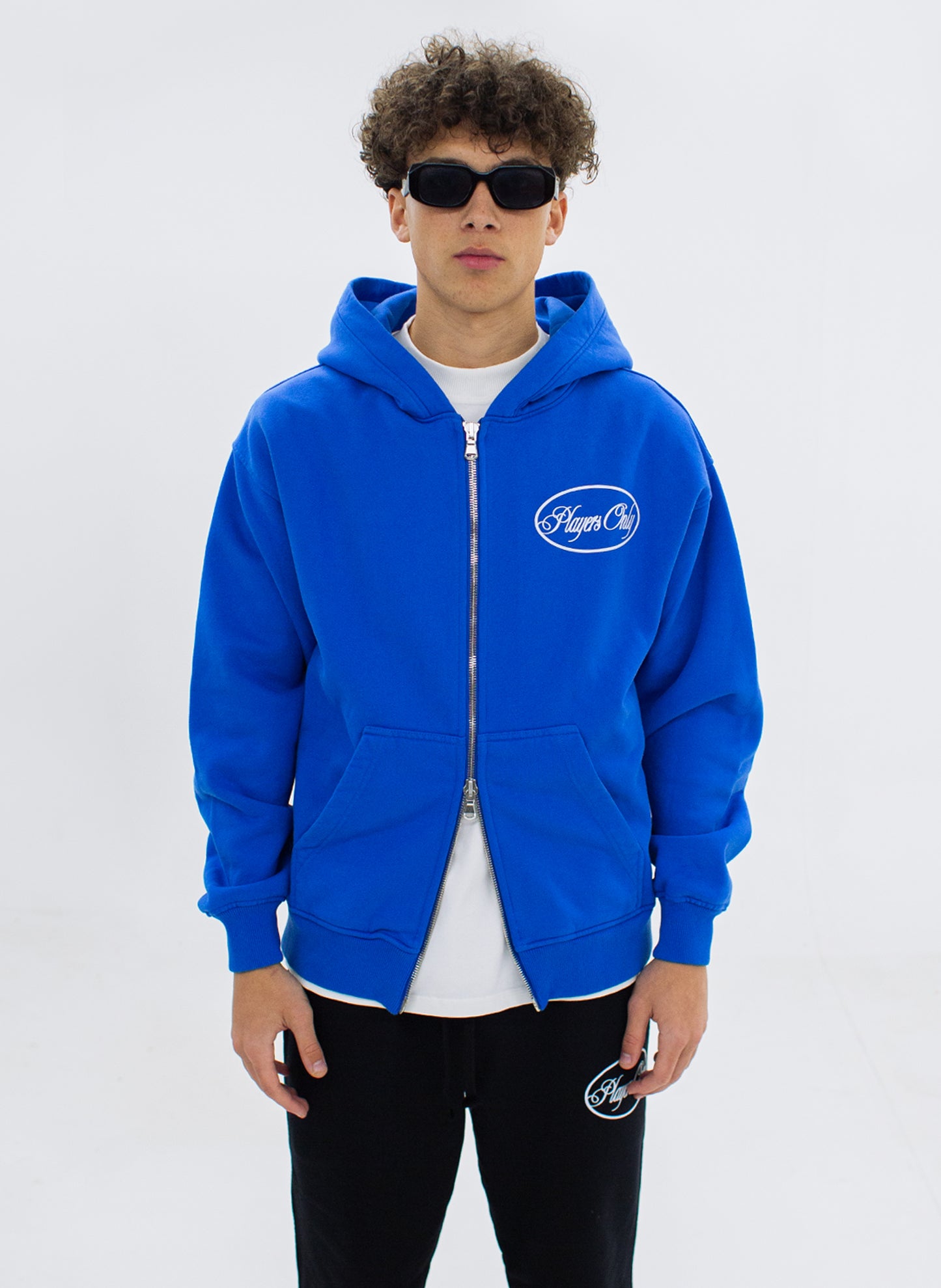 MEMBERS CLUB COBALT BLUE DOUBLE ZIP HOODIE