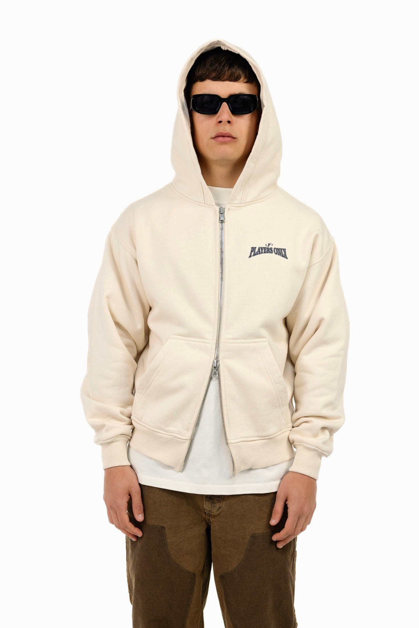 BALLERS CLUB CREAM DOUBLE ZIP HOODIE