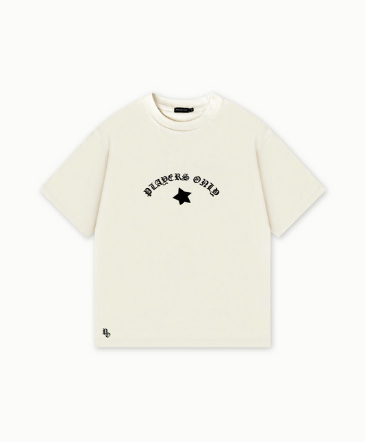 ECRU DISTRESSED PRINT TEE