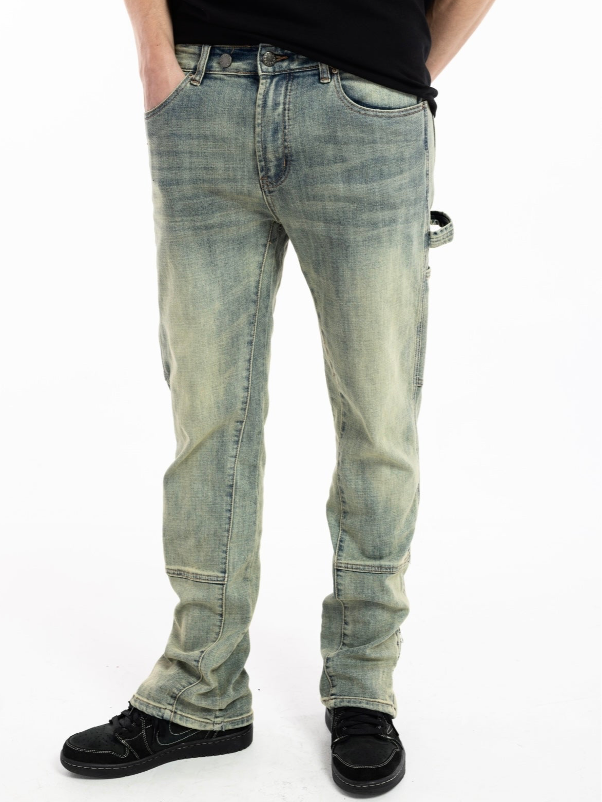 WASHED ZIPPER DENIM