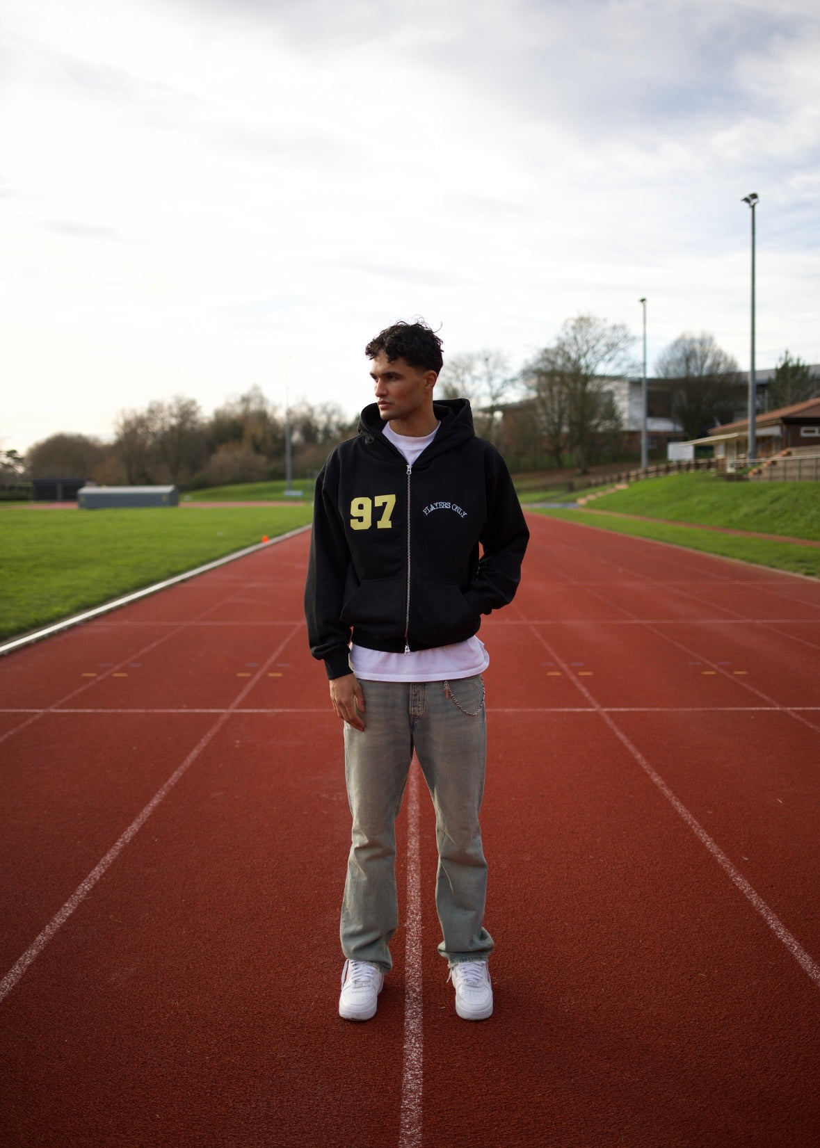 BLACK JERSEY ZIP HOODIE