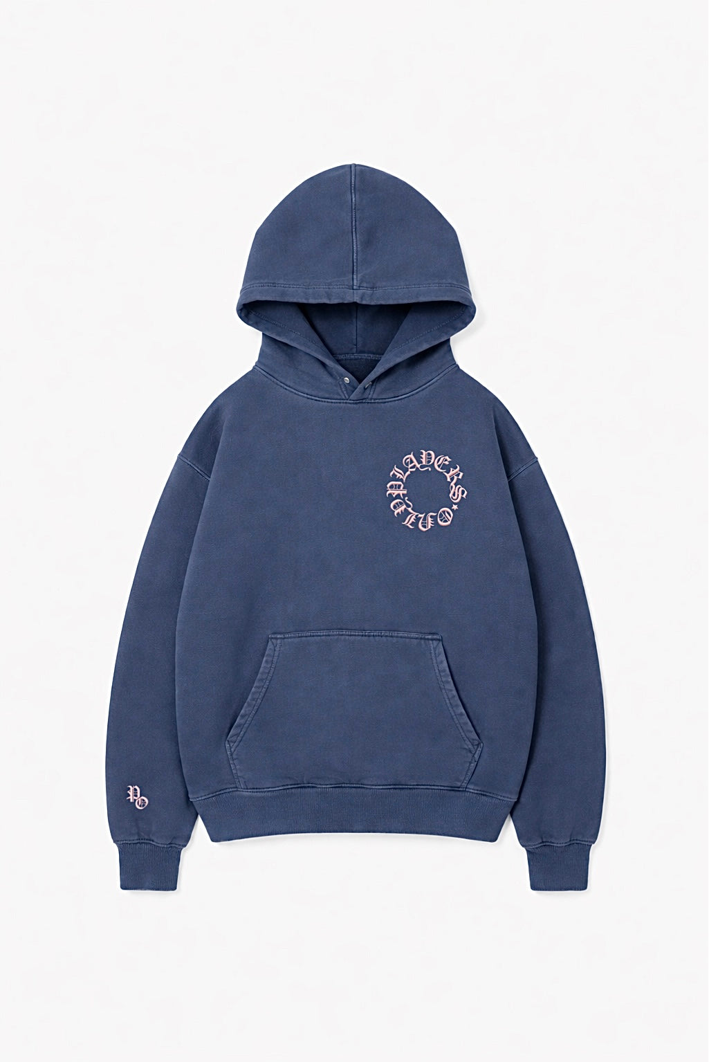 WASHED NAVY EMBROIDERED HOODIE