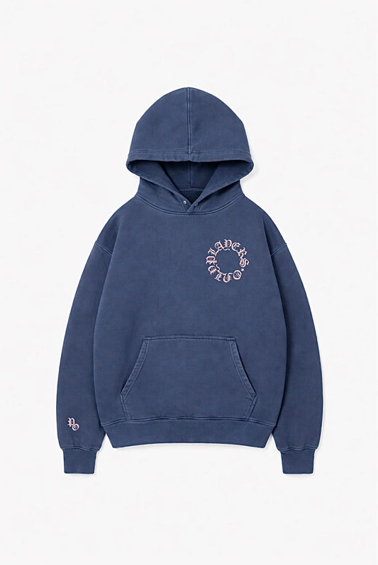 WASHED NAVY EMBROIDERED HOODIE