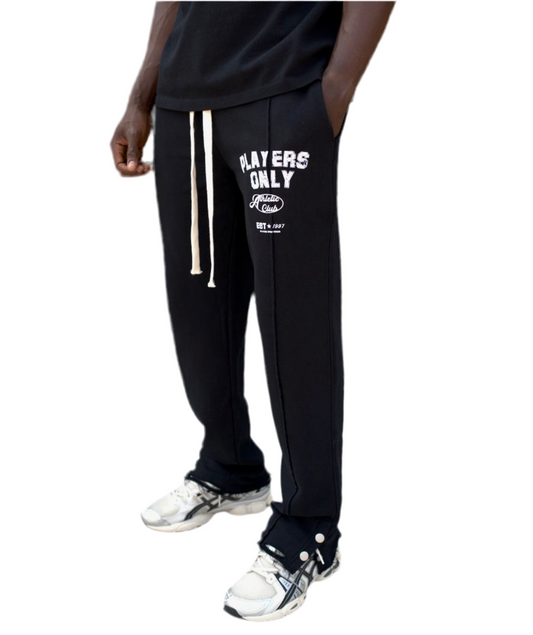 DISTRESSED DOUBLE BUTTON ATHLETIC PANTS