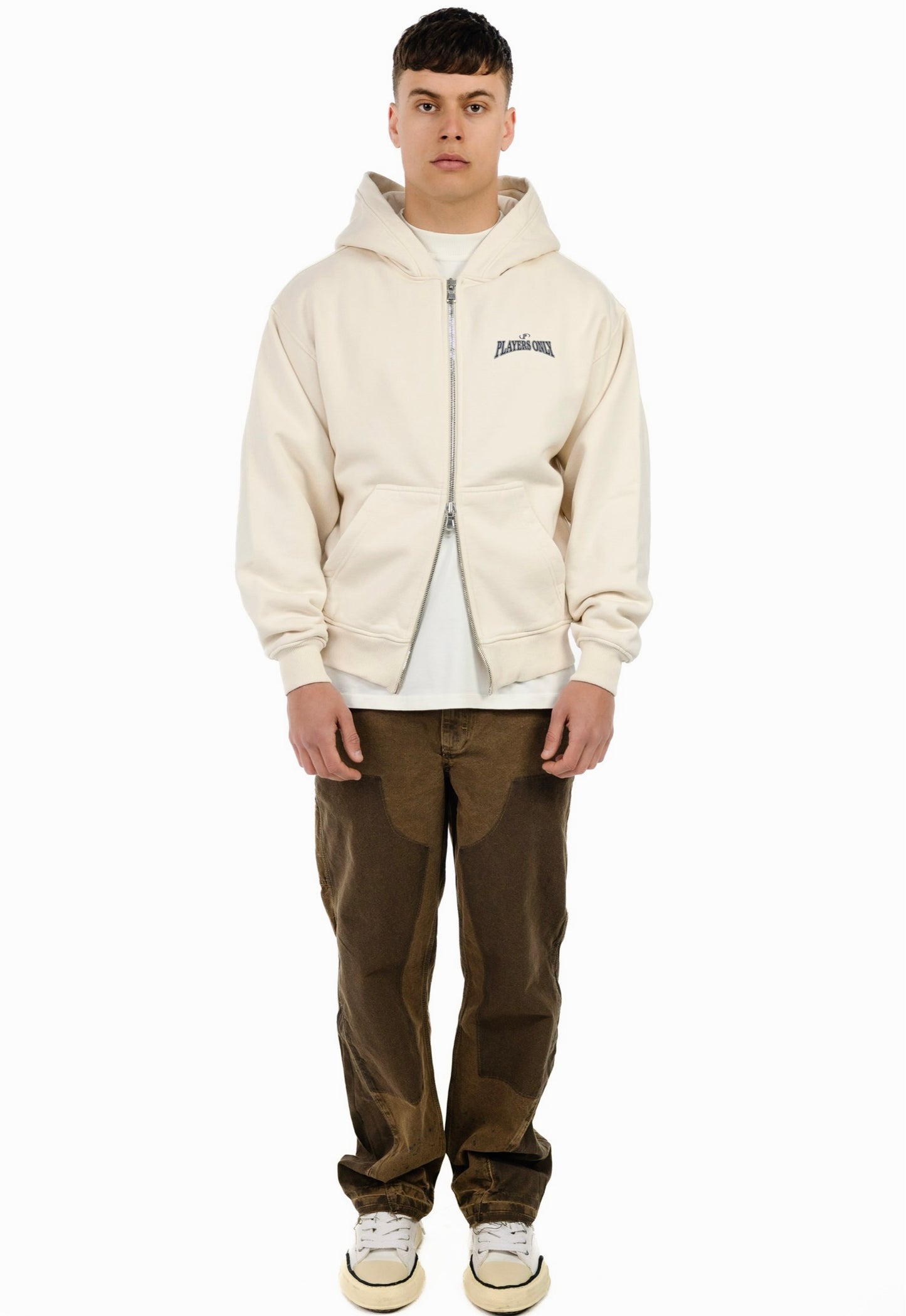 BALLERS CLUB CREAM DOUBLE ZIP HOODIE