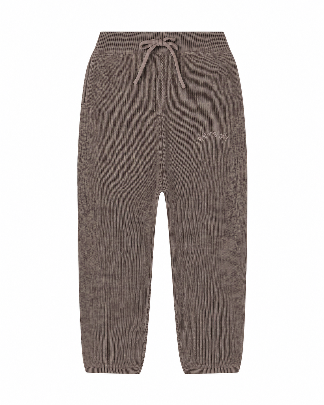 VINTAGE BROWN KNIT EMBROIDERED PANTS