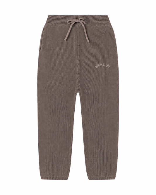 VINTAGE BROWN KNIT EMBROIDERED PANTS