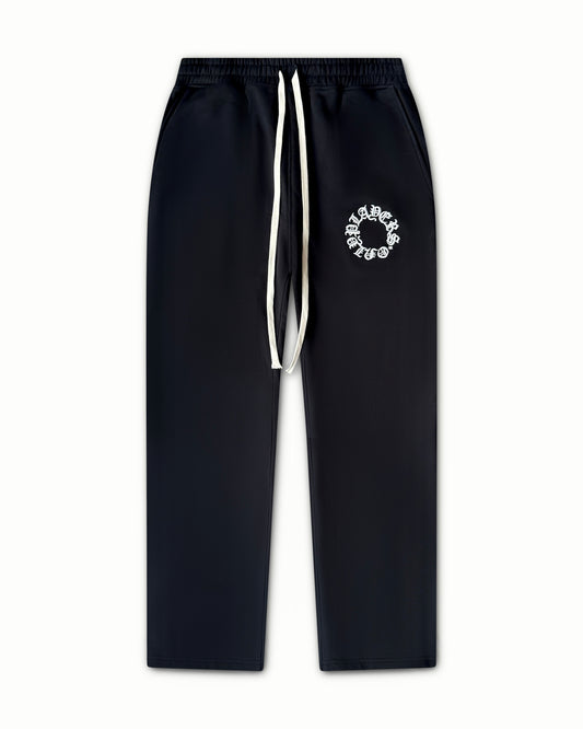 BLACK EMBROIDERED SWEATPANTS