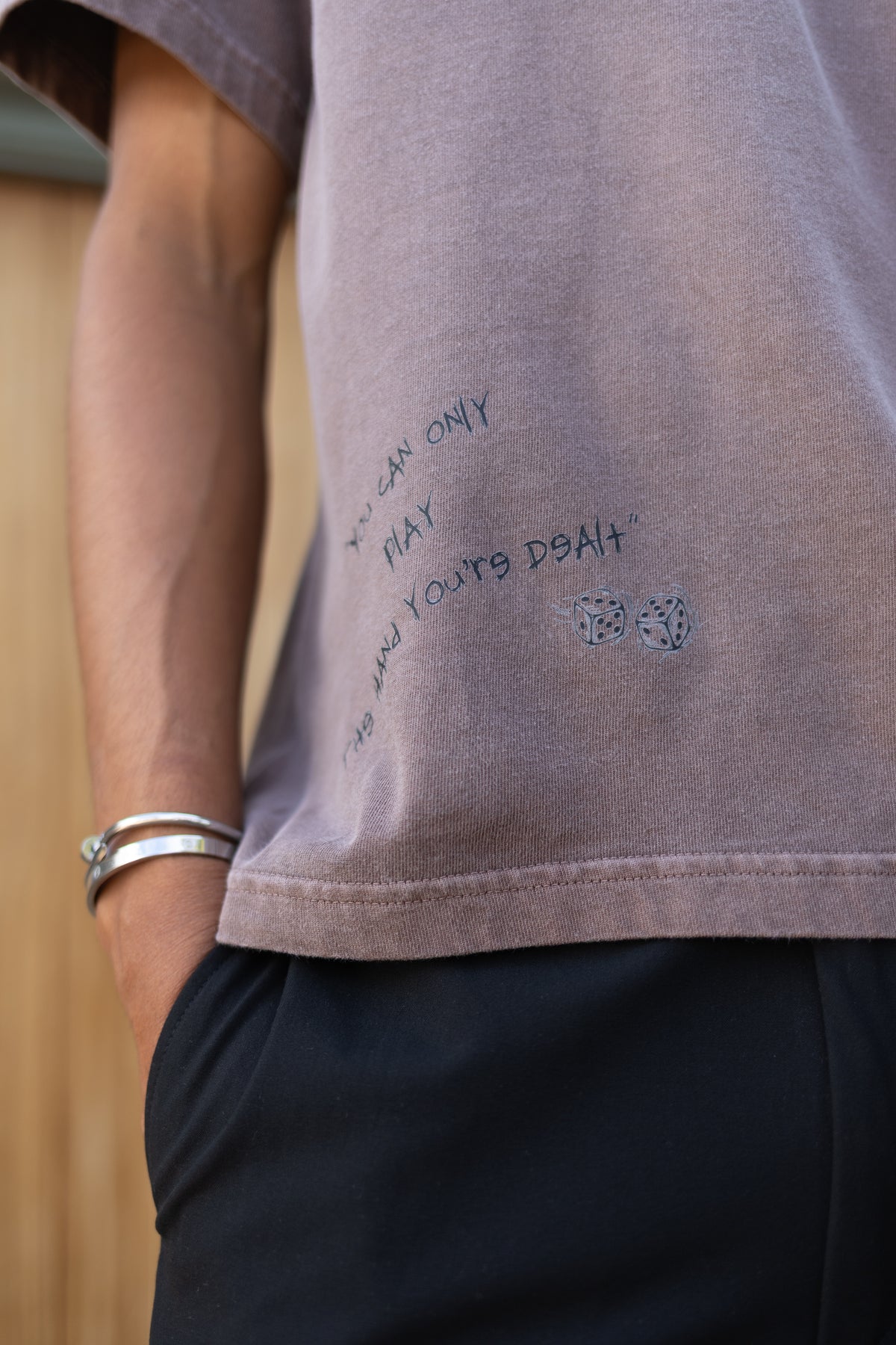 WASHED BROWN PLAY THE HAND YOUR’E DEALT TEE