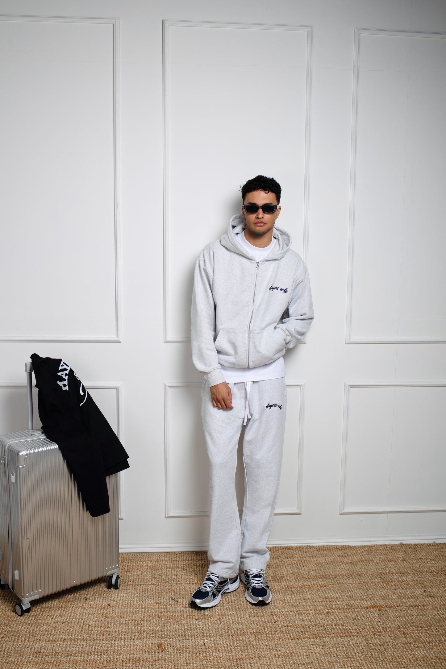 ASH GREY EMBROIDERED PANTS