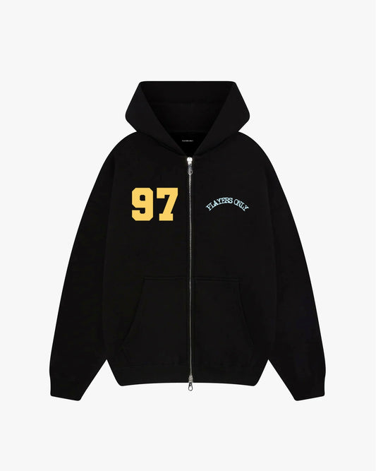 BLACK JERSEY ZIP HOODIE