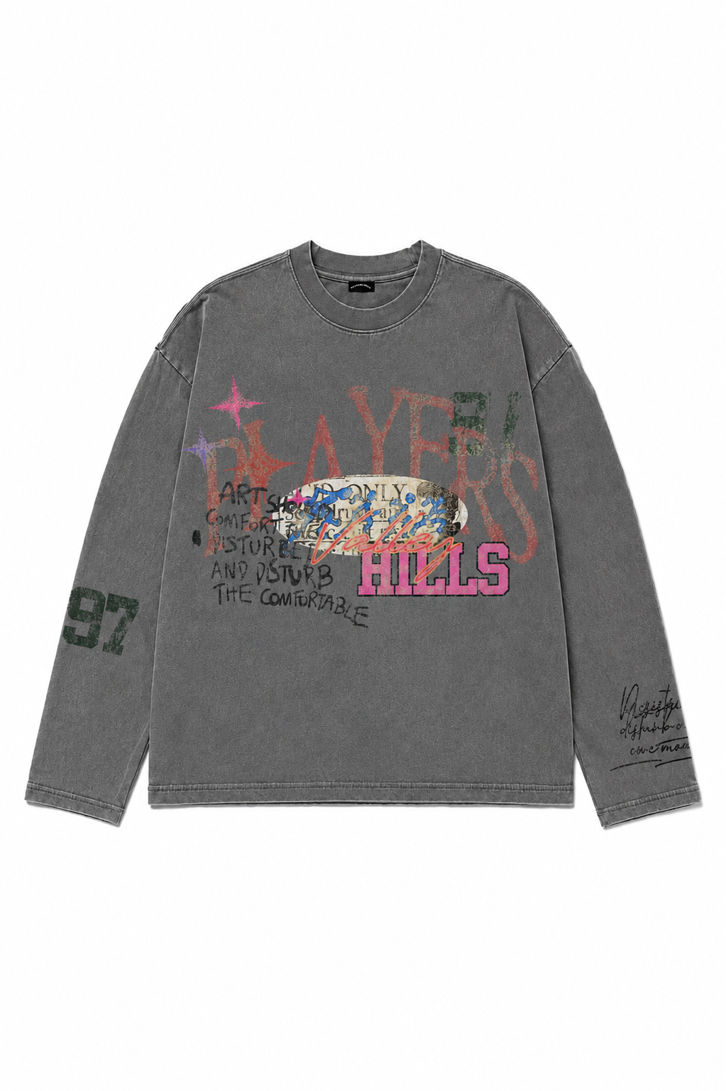 WASHED CHARCOAL PLAYERS HILLS LONG SLEEVE